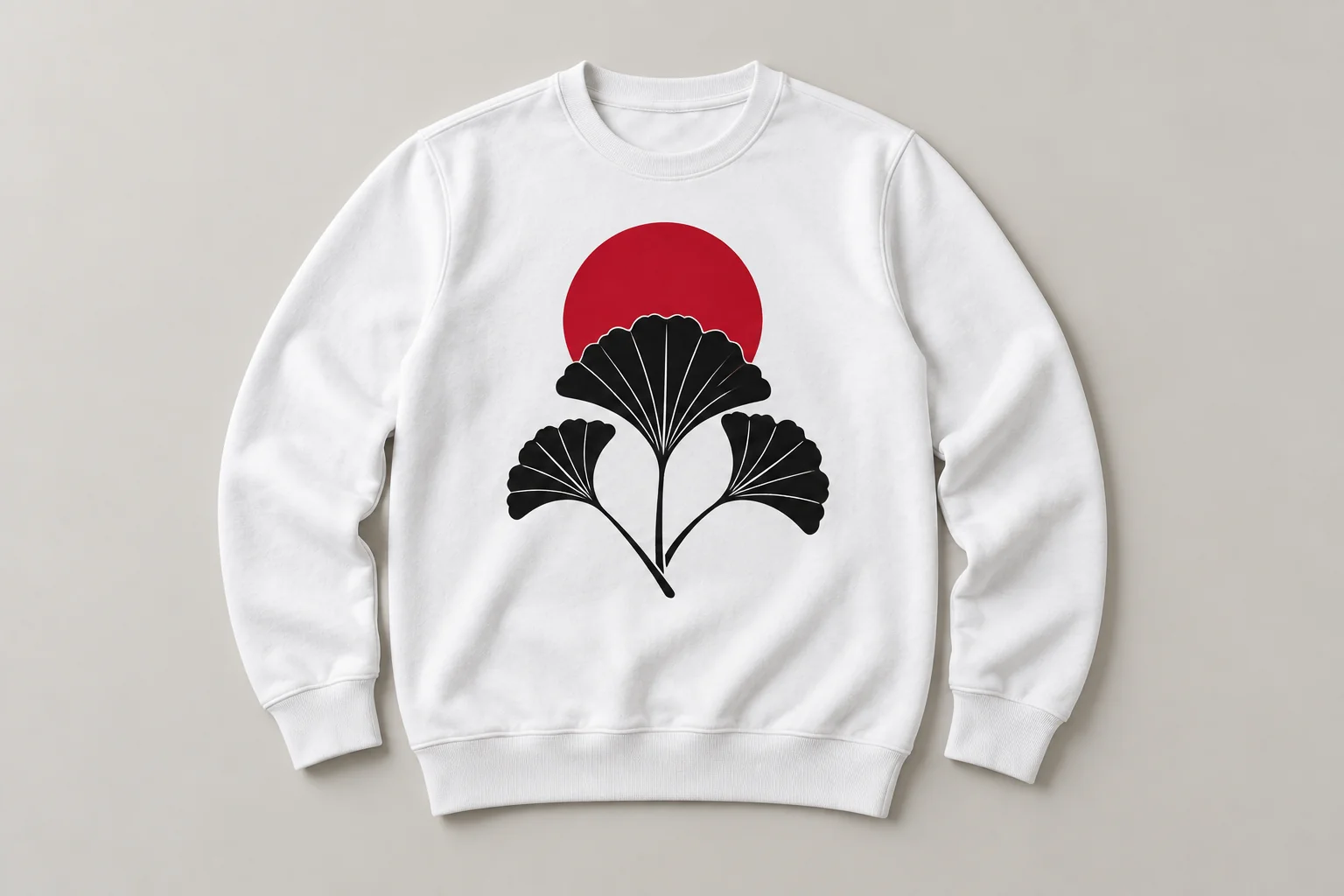 A plain crewneck sweatshirt, the blank Lebseh prints on