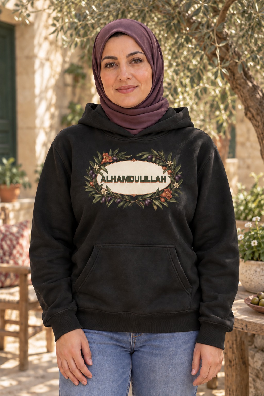 Alhamdulillah Olive Branch Hoodie and T-Shirt