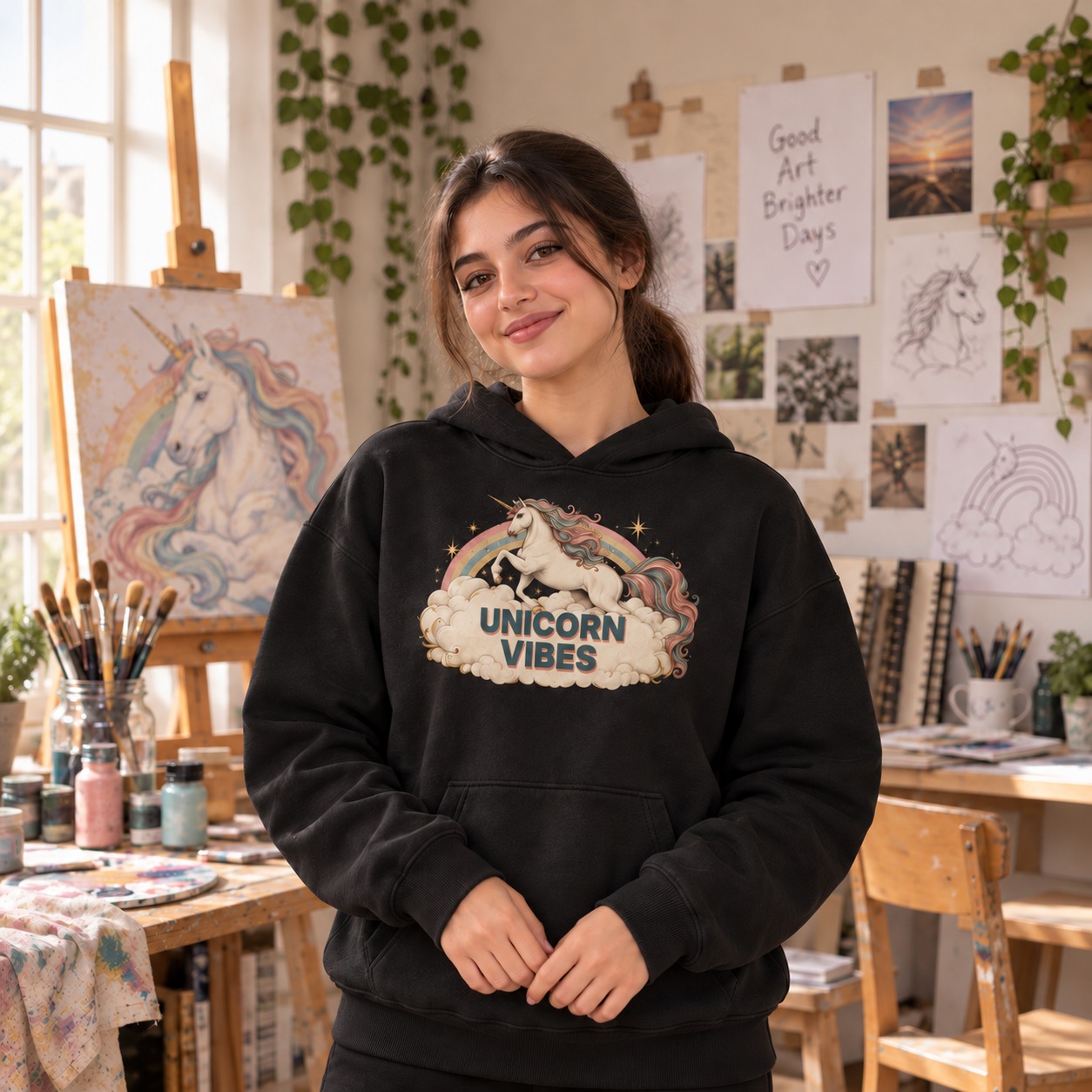 Unicorn Vibes Hoodie and T-Shirt